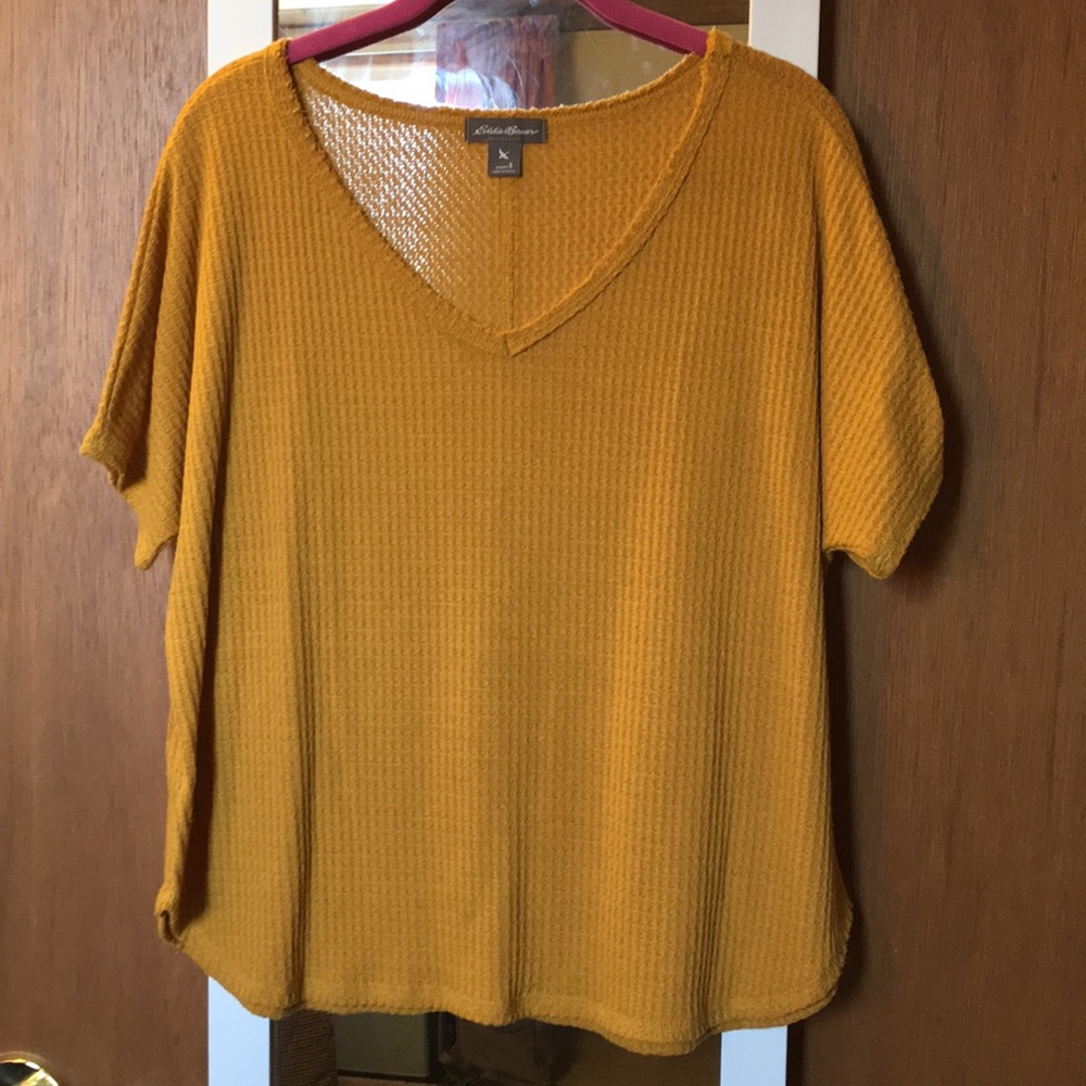 Yellow Waffle Knit Flowy Tee